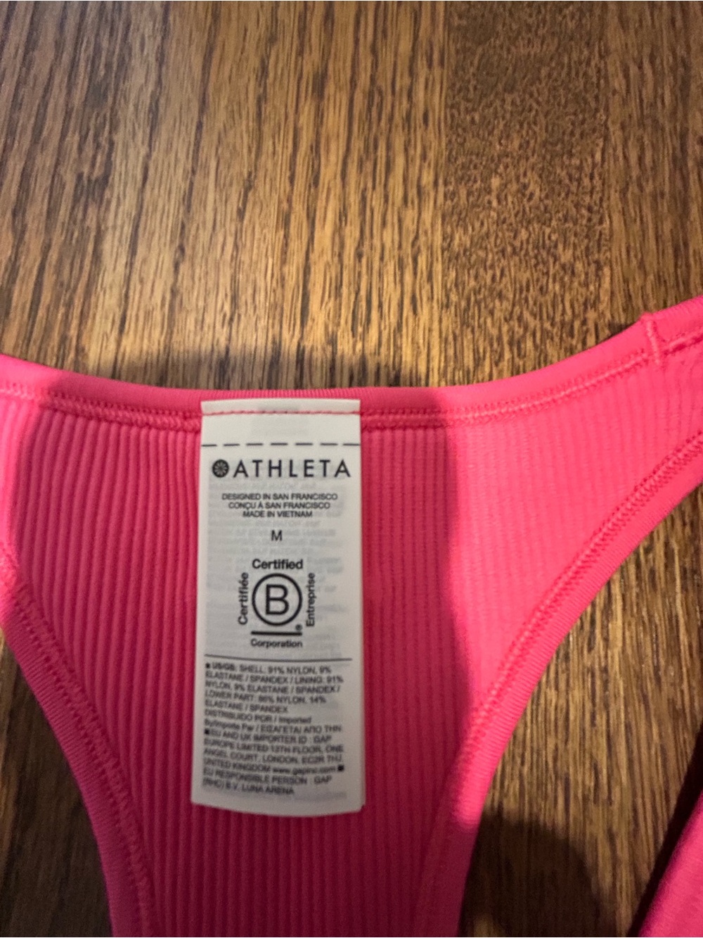 NWT Athleta Recharge Seamless Racerback Tank Pink Ribbed Crop Tank Medium - Picture 4 of 5